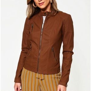 Faux leather biker jacket